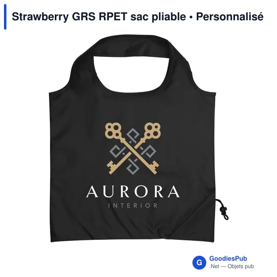 Sac de courses pliable personnalisable avec logo - Strawberry GRS RPET - Image 3