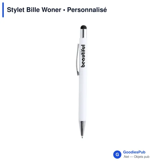 Stylet Bille personnalisable Woner avec logo - Aluminium bleu - Image 1