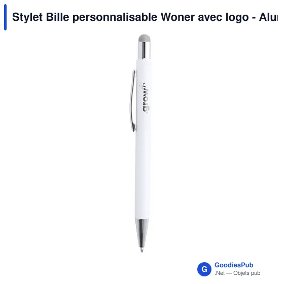 Stylet Bille personnalisable Woner avec logo - Aluminium bleu - Image 2