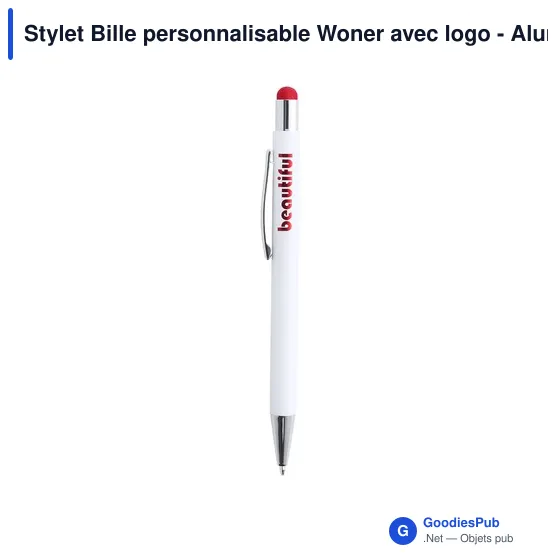 Stylet Bille personnalisable Woner avec logo - Aluminium bleu - Image 4