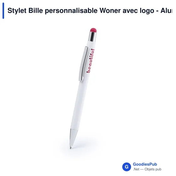 Stylet Bille personnalisable Woner avec logo - Aluminium bleu - Image 6