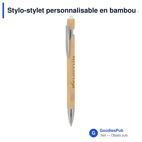 Stylo-stylet personnalisable en bambou avec logo - Paris