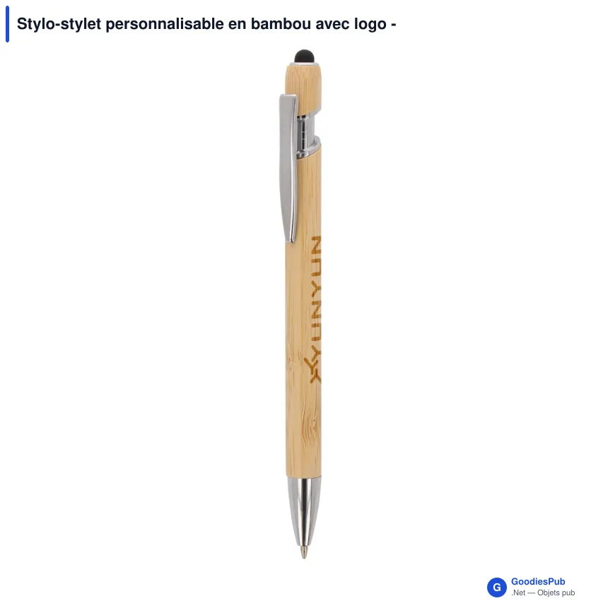Stylo-stylet personnalisable en bambou avec logo - Paris - Image 1