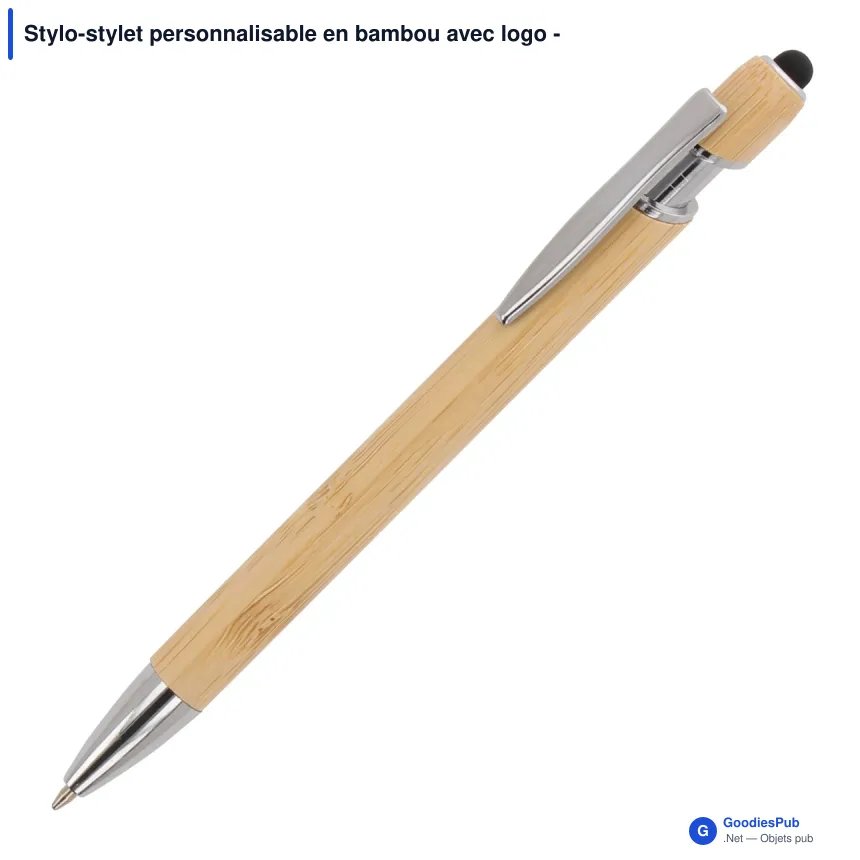 Stylo-stylet personnalisable en bambou avec logo - Paris - Image 2