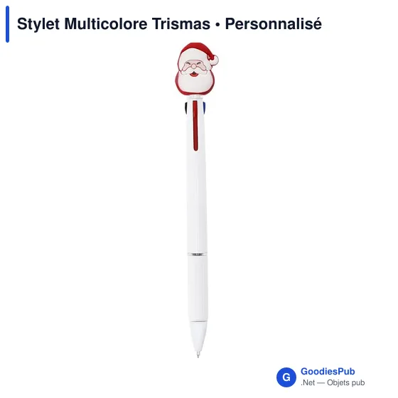 Stylo multicolore personnalisable Trismas avec logo - Image 1