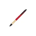 Variante Rouge - Stylo 3 couleurs personnalisable en ABS recyclé avec grip bambou