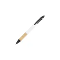 Variante Blanc - Stylo 3 couleurs personnalisable en ABS recyclé avec grip bambou