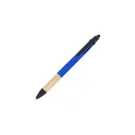 Variante Bleu - Stylo 3 couleurs personnalisable en ABS recyclé avec grip bambou