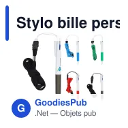 Stylo bille personnalisable 3 couleurs avec grip et cordon avec logo - Stylo Cordon - Miniature 1