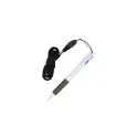 Variante Blanc / Noir - Stylo bille personnalisable 3 couleurs avec grip et cordon avec logo - Stylo Cordon