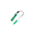 Variante Blanc / vert - Stylo bille personnalisable 3 couleurs avec grip et cordon avec logo - Stylo Cordon