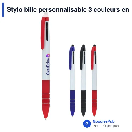 Stylo bille personnalisable 3 couleurs en ABS avec logo - Berlin