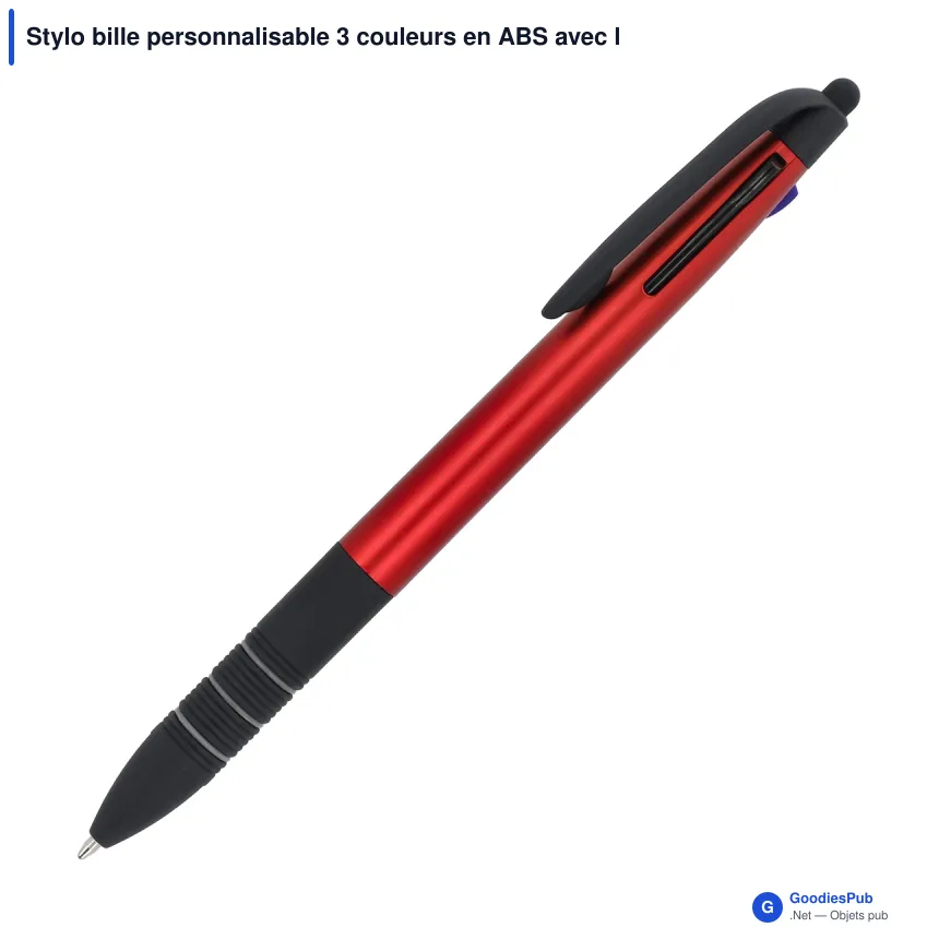 Stylo bille personnalisable 3 couleurs en ABS avec logo - Élégant - Image 4