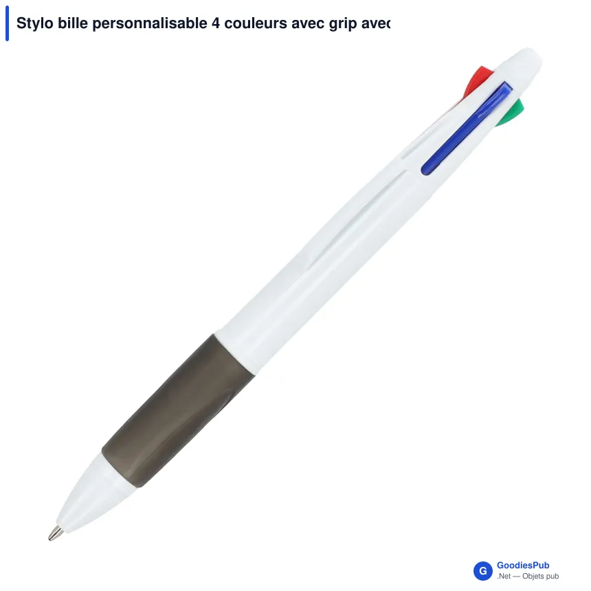 Stylo bille personnalisable 4 couleurs avec grip avec logo - Stylo 4 Couleurs Grip - Image 3