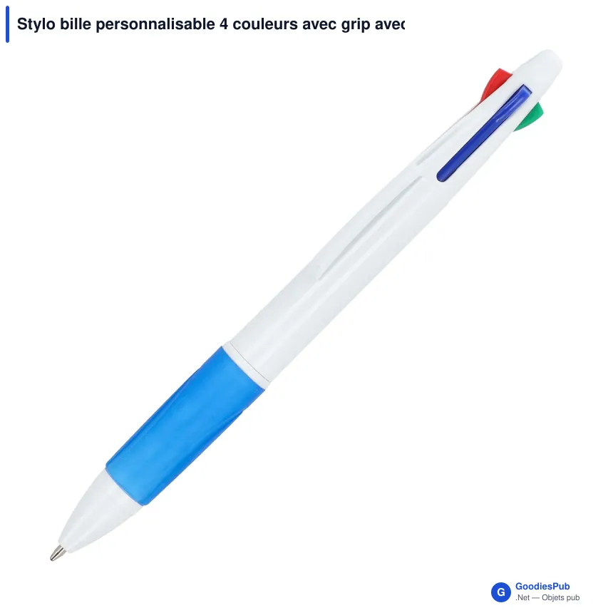 Stylo bille personnalisable 4 couleurs avec grip avec logo - Stylo 4 Couleurs Grip - Image 5