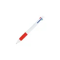 Variante Blanc / Rouge - Stylo bille personnalisable 4 couleurs avec grip avec logo - Stylo 4 Couleurs Grip