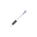 Variante Blanc / Noir - Stylo bille personnalisable 4 couleurs avec grip avec logo - Stylo 4 Couleurs Grip
