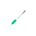Variante Blanc / vert - Stylo bille personnalisable 4 couleurs avec grip avec logo - Stylo 4 Couleurs Grip