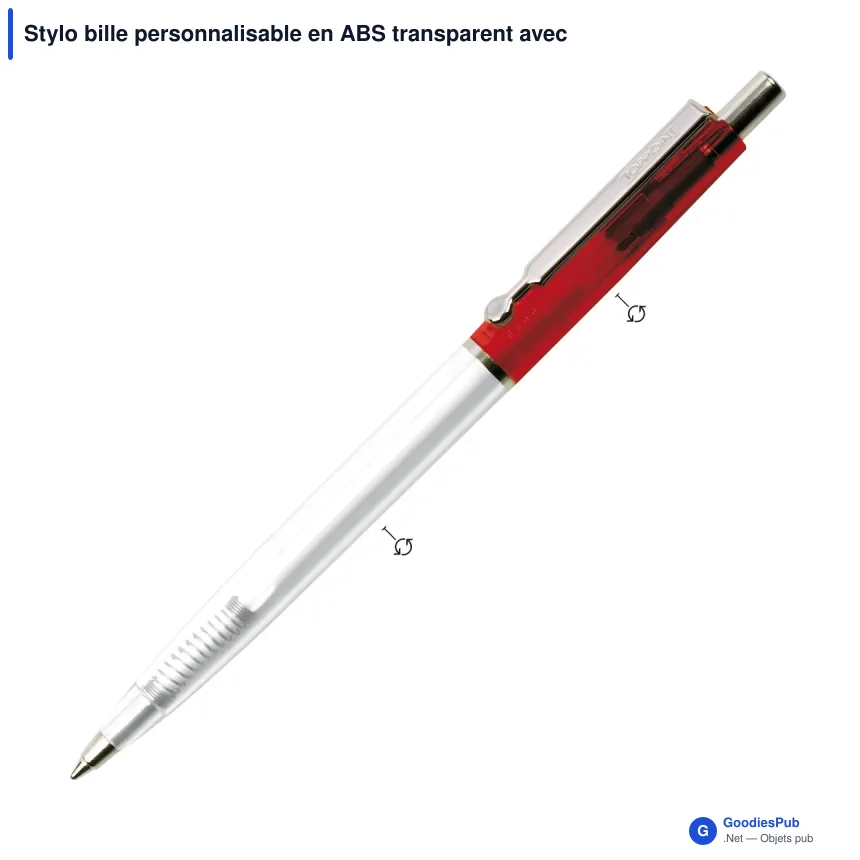 Stylo bille personnalisable en ABS transparent avec logo - 925 DP - Image 2
