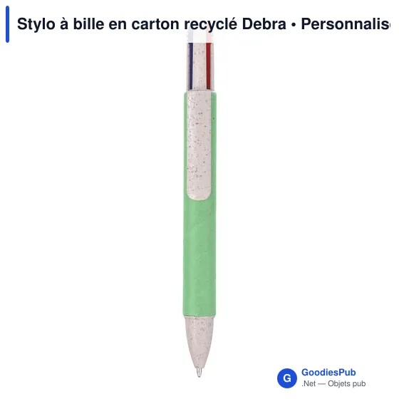Stylo à bille personnalisable en carton recyclé avec logo - Deborah - Image 7