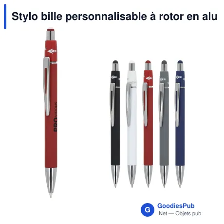 Stylo bille personnalisable à rotor en aluminium avec logo - Rotor