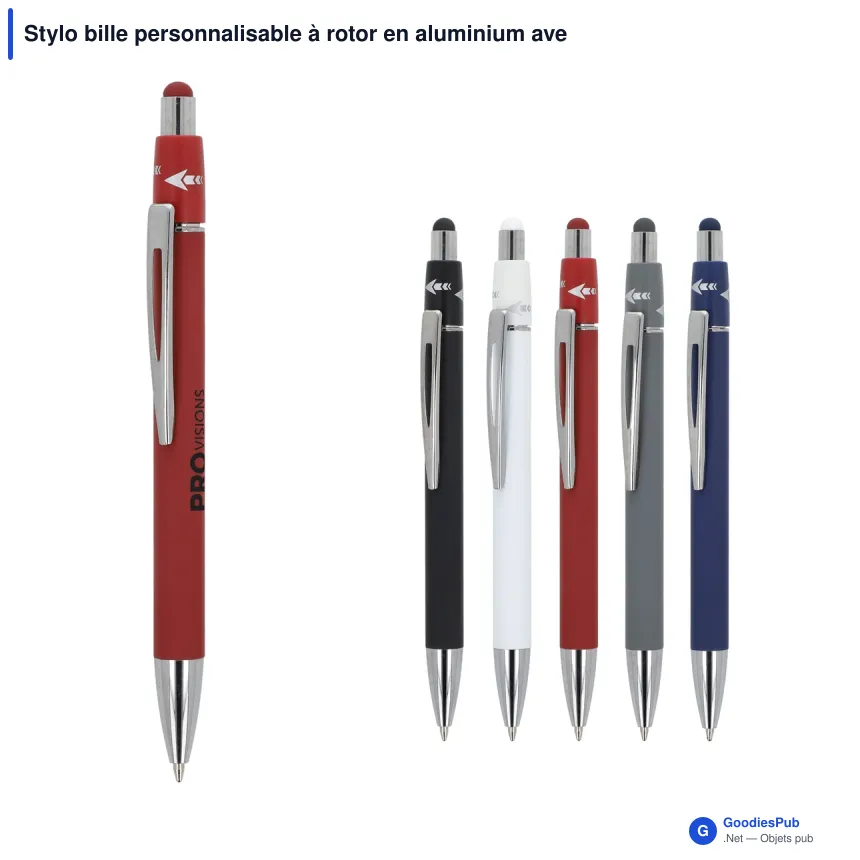 Stylo bille personnalisable à rotor en aluminium avec logo - Rotor - Image 1