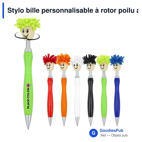 Stylo bille personnalisable à rotor poilu avec logo - Rotor