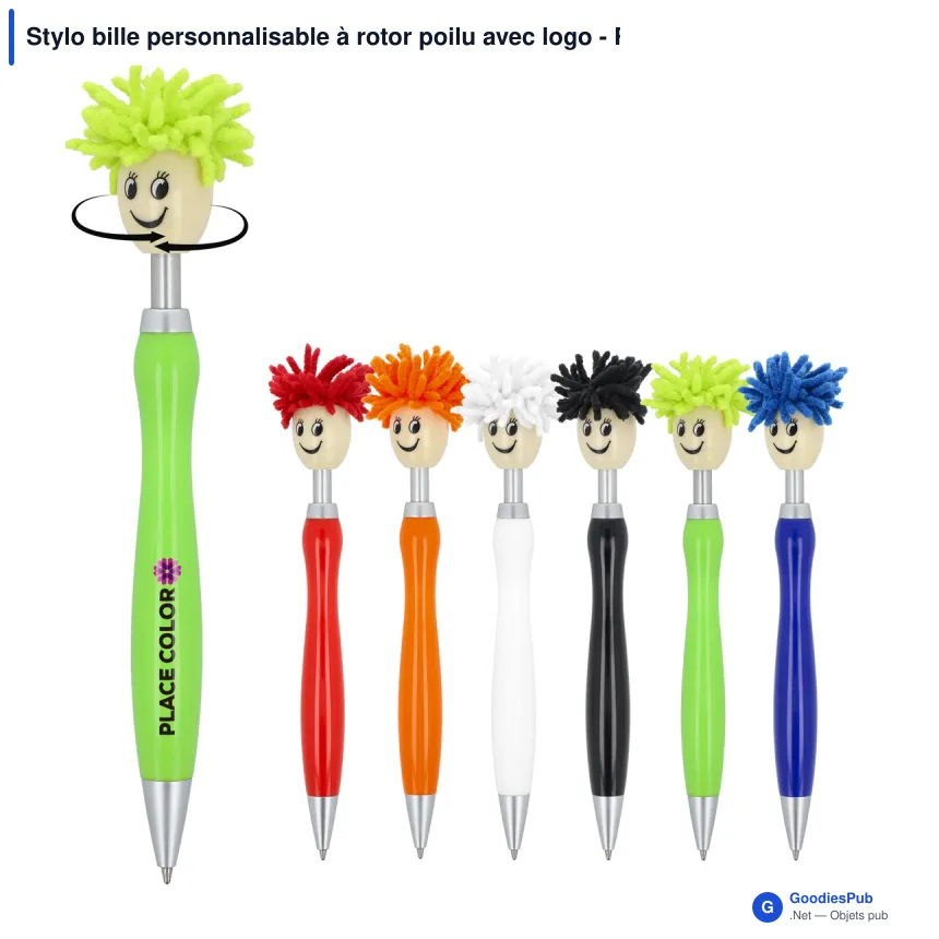 Stylo bille personnalisable à rotor poilu avec logo - Rotor - Image 1