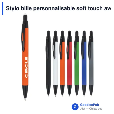 Stylo bille personnalisable soft touch avec stylet en aluminium avec logo - Alaska