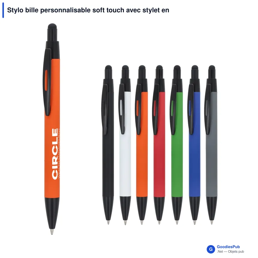 Stylo bille personnalisable soft touch avec stylet en aluminium avec logo - Alaska - Image 1