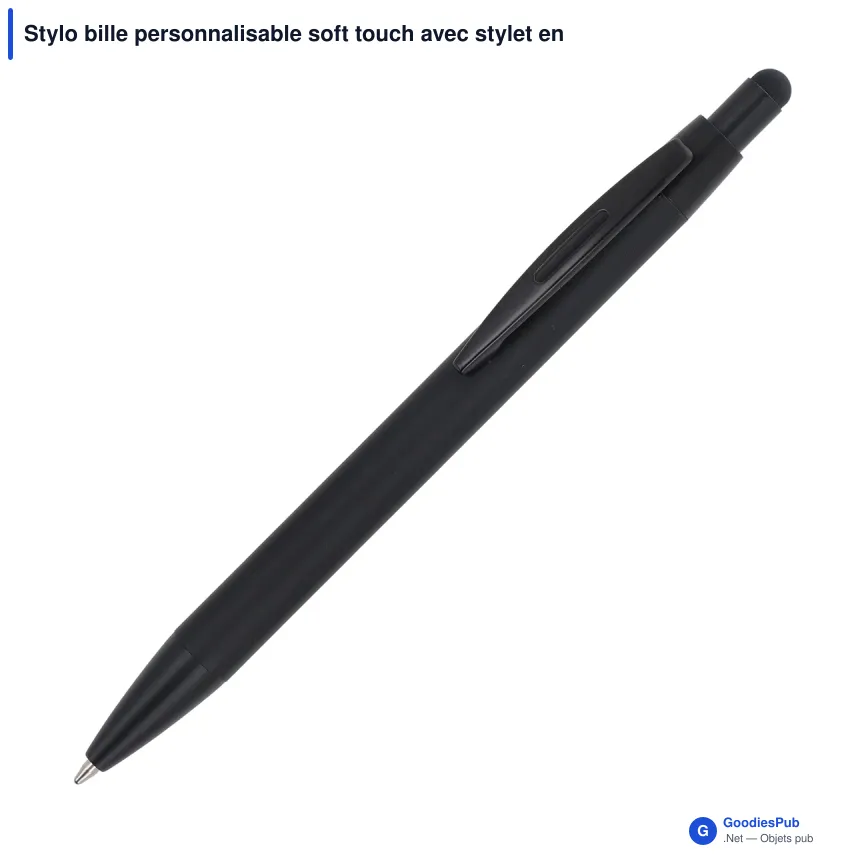 Stylo bille personnalisable soft touch avec stylet en aluminium avec logo - Alaska - Image 2