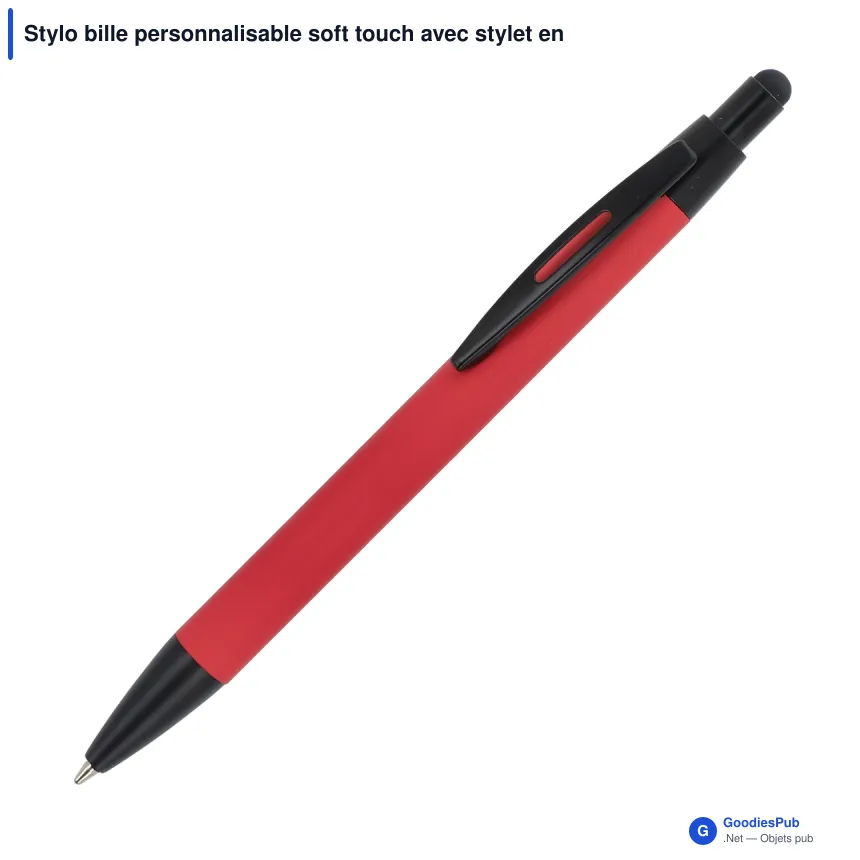 Stylo bille personnalisable soft touch avec stylet en aluminium avec logo - Alaska - Image 3