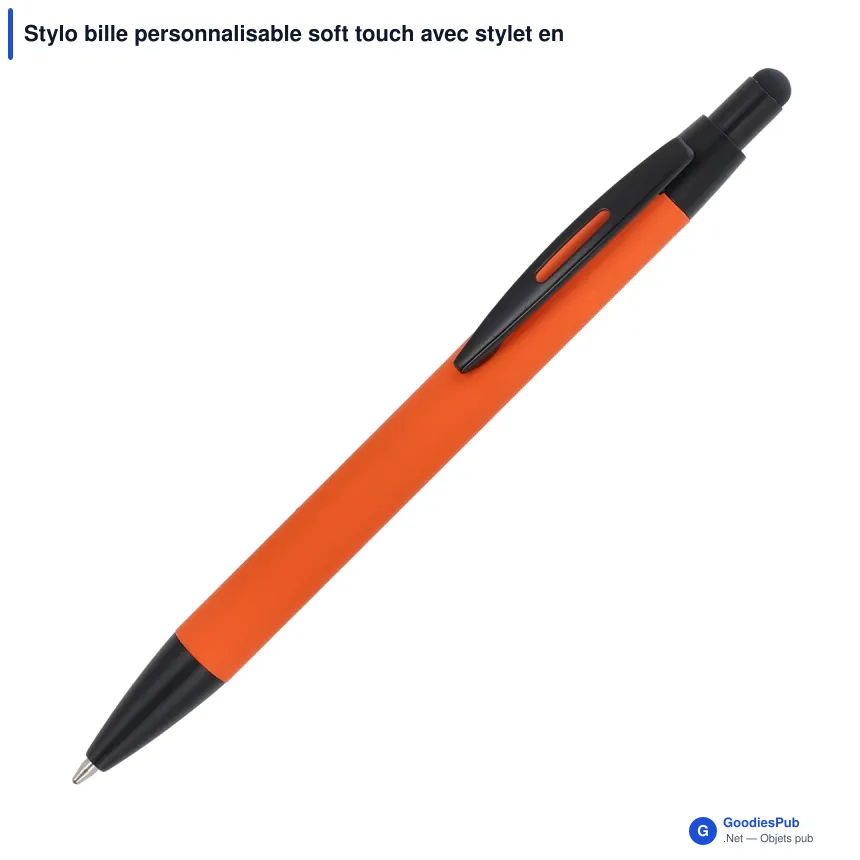 Stylo bille personnalisable soft touch avec stylet en aluminium avec logo - Alaska - Image 4