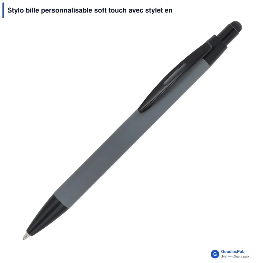 Stylo bille personnalisable soft touch avec stylet en aluminium avec logo - Alaska - Image 5