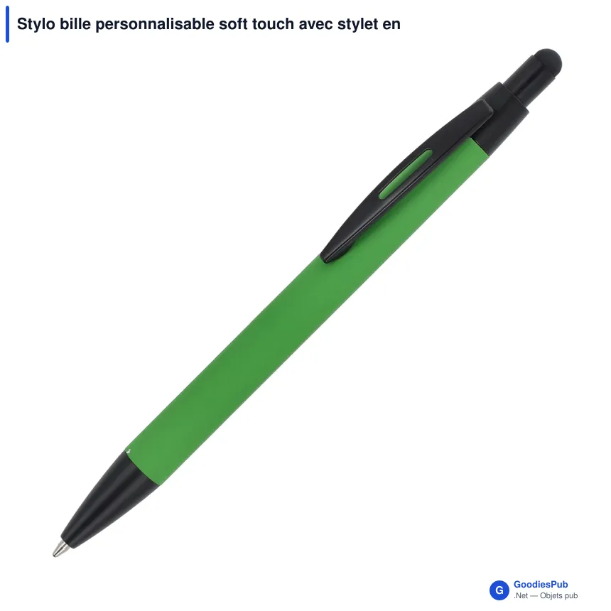 Stylo bille personnalisable soft touch avec stylet en aluminium avec logo - Alaska - Image 6