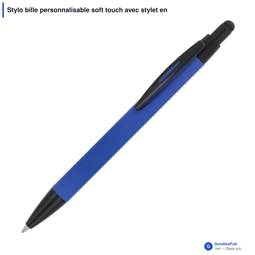 Stylo bille personnalisable soft touch avec stylet en aluminium avec logo - Alaska - Image 7