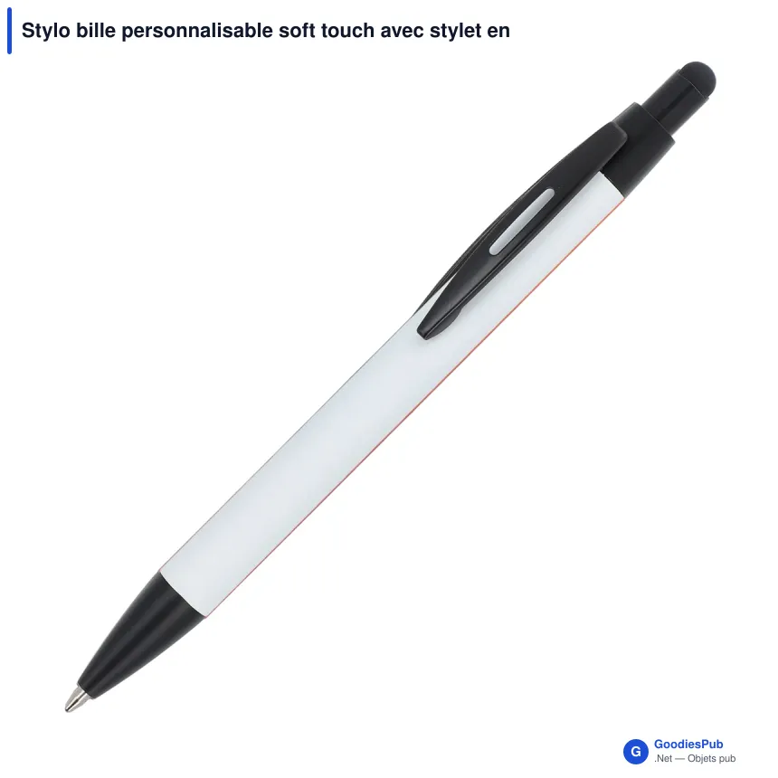 Stylo bille personnalisable soft touch avec stylet en aluminium avec logo - Alaska - Image 8