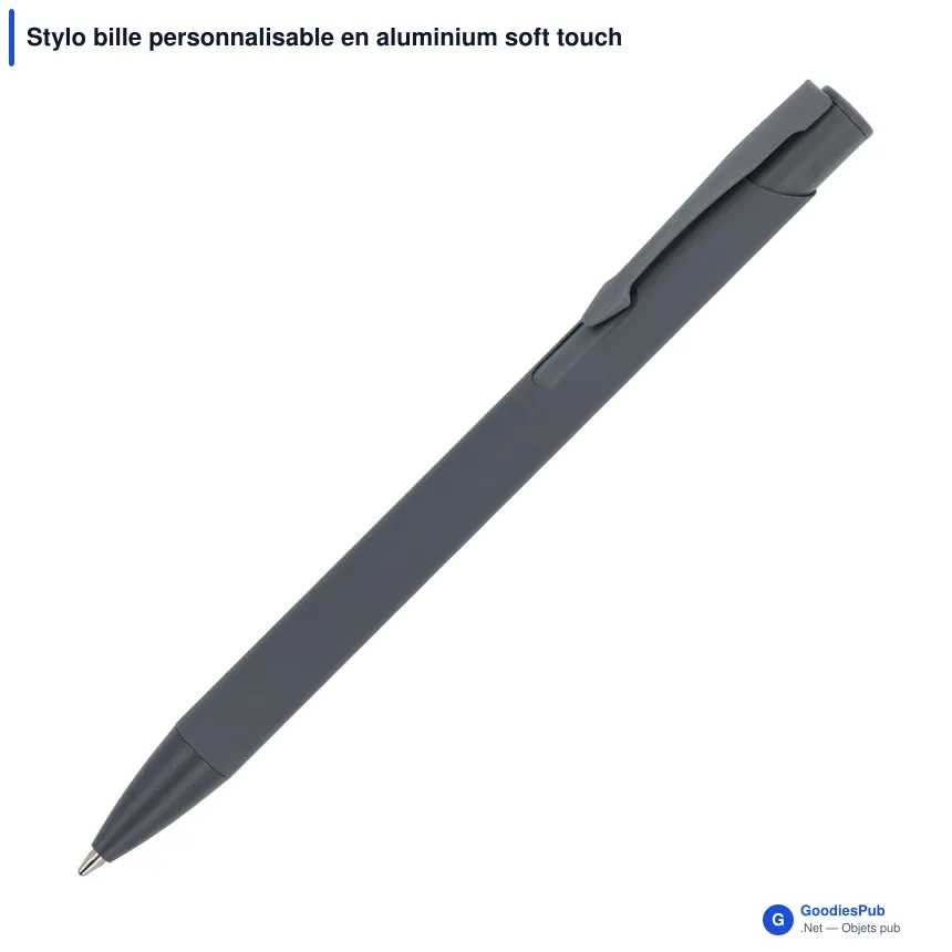 Stylo bille personnalisable en aluminium soft touch Deluxe avec logo - Alicante - Image 2