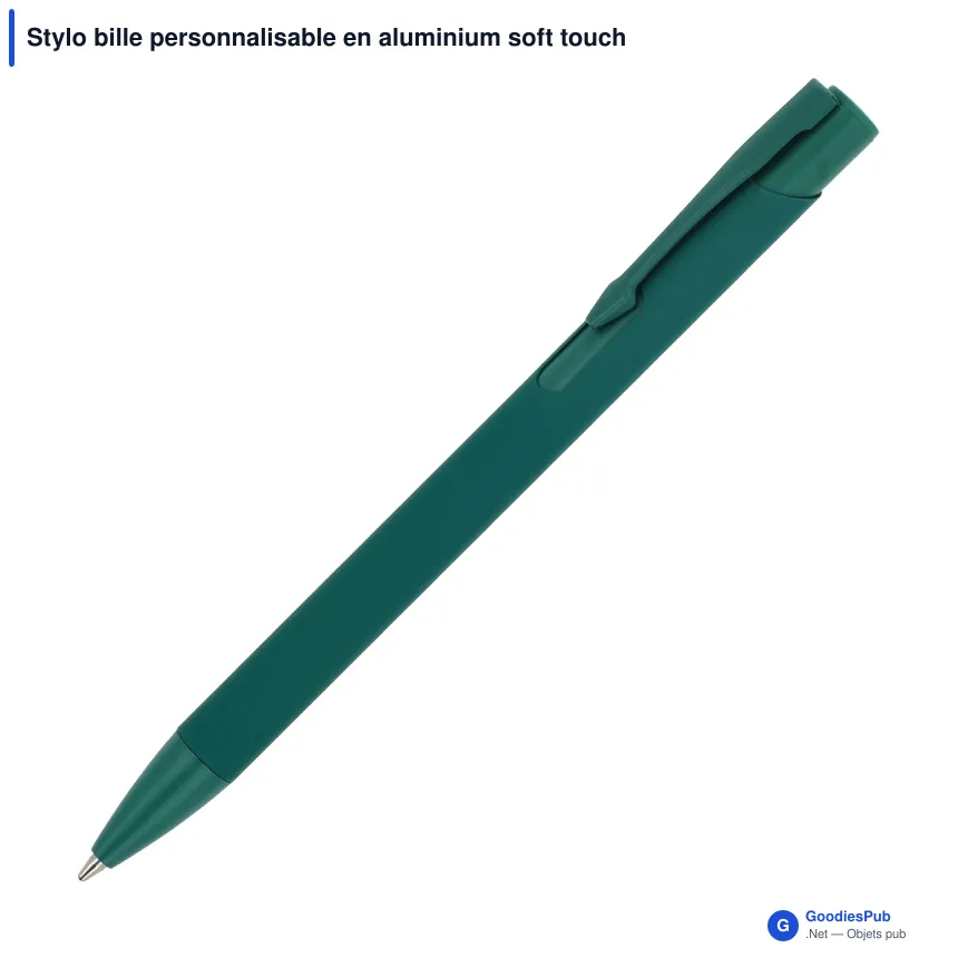 Stylo bille personnalisable en aluminium soft touch Deluxe avec logo - Alicante - Image 3