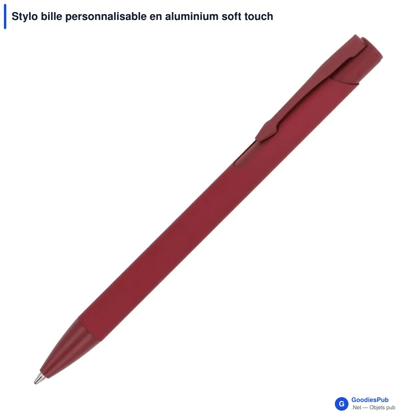Stylo bille personnalisable en aluminium soft touch Deluxe avec logo - Alicante - Image 7