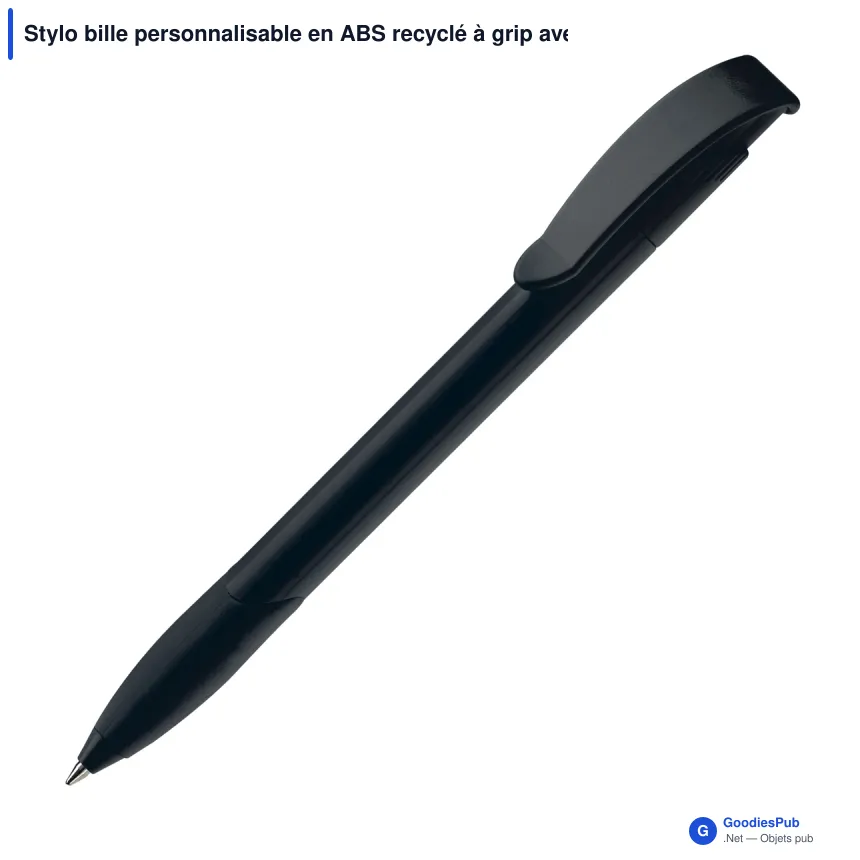 Stylo bille personnalisable en ABS recyclé à grip avec logo - Apollo - Image 2
