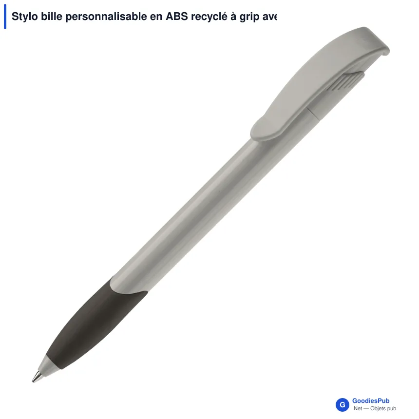 Stylo bille personnalisable en ABS recyclé à grip avec logo - Apollo - Image 3