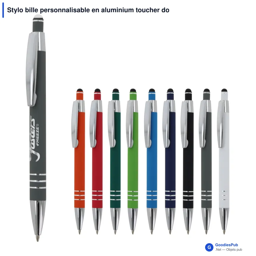 Stylo bille personnalisable en aluminium toucher doux avec logo - Athènes - Image 1
