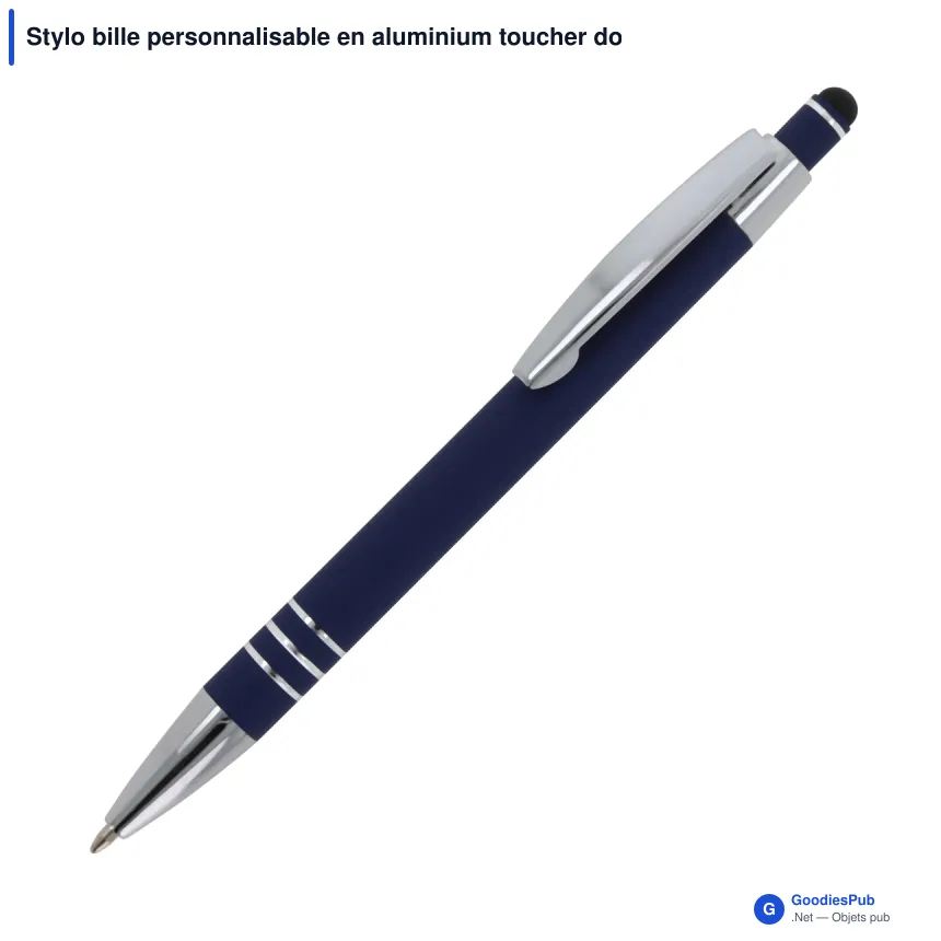 Stylo bille personnalisable en aluminium toucher doux avec logo - Athènes - Image 2