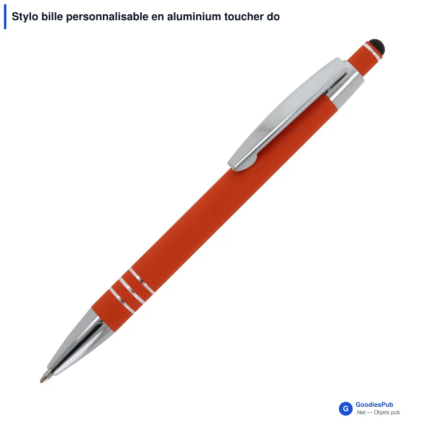 Stylo bille personnalisable en aluminium toucher doux avec logo - Athènes - Image 3