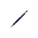 Variante Bleu foncé - Stylo bille personnalisable en aluminium toucher doux avec logo - Athènes