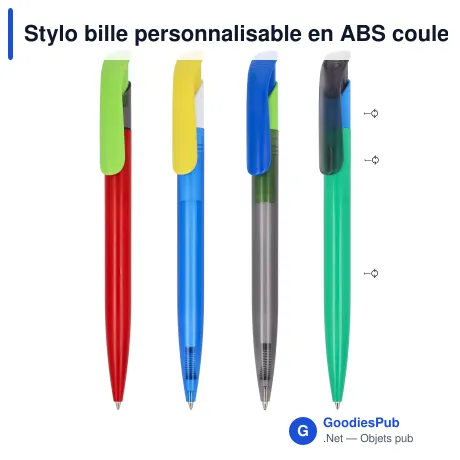 Stylo bille personnalisable en ABS couleurs combinées - Atlas Combi