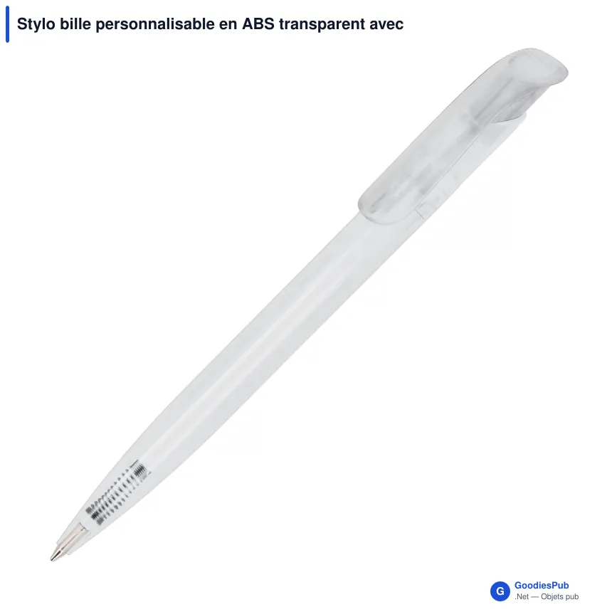 Stylo bille personnalisable en ABS transparent avec logo - Atlas - Image 7