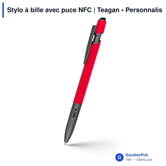 Stylo à bille personnalisable avec puce NFC - Teaganavec logo - Image 2
