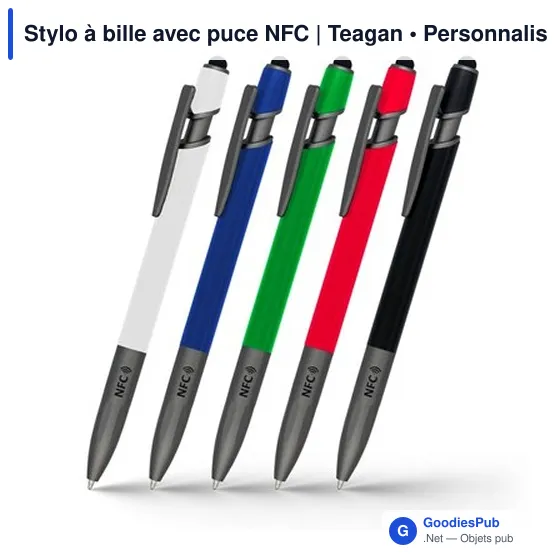 Stylo à bille personnalisable avec puce NFC - Teaganavec logo - Image 12
